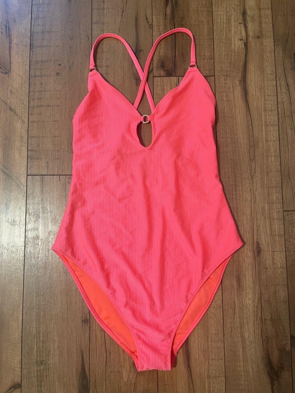 aerie Coral Pink Ribbed One-Piece